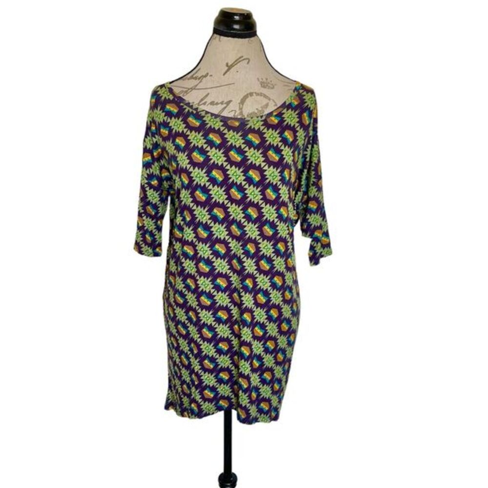 Lularoe Womens Blouse Top Size XS Irma Multicolor Short Sleeve Tunic High Low